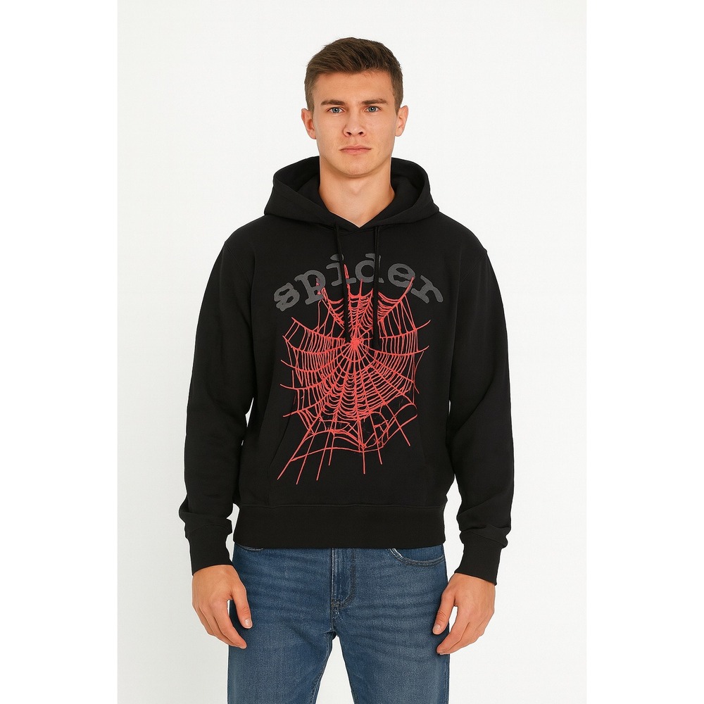 Sp5der - OG Web - Spider Cotton Black Hoodie - Men's - Medium